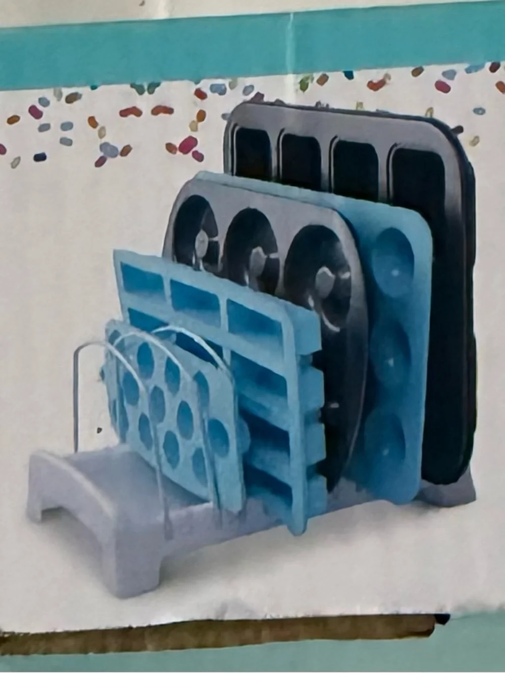 Kitchen Silicone Bakeware Organizer Rack - Blue and Gray